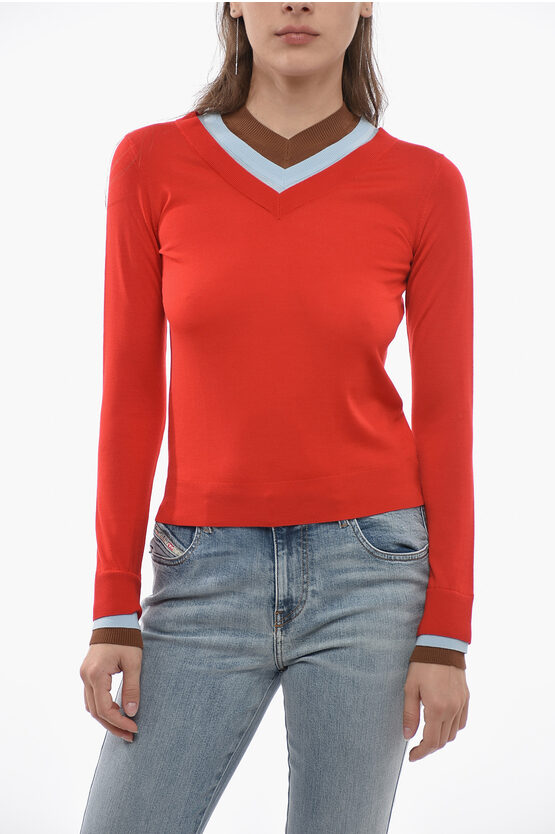 Shop Tory Burch Wool Triple-layered Sweater With V-neckline