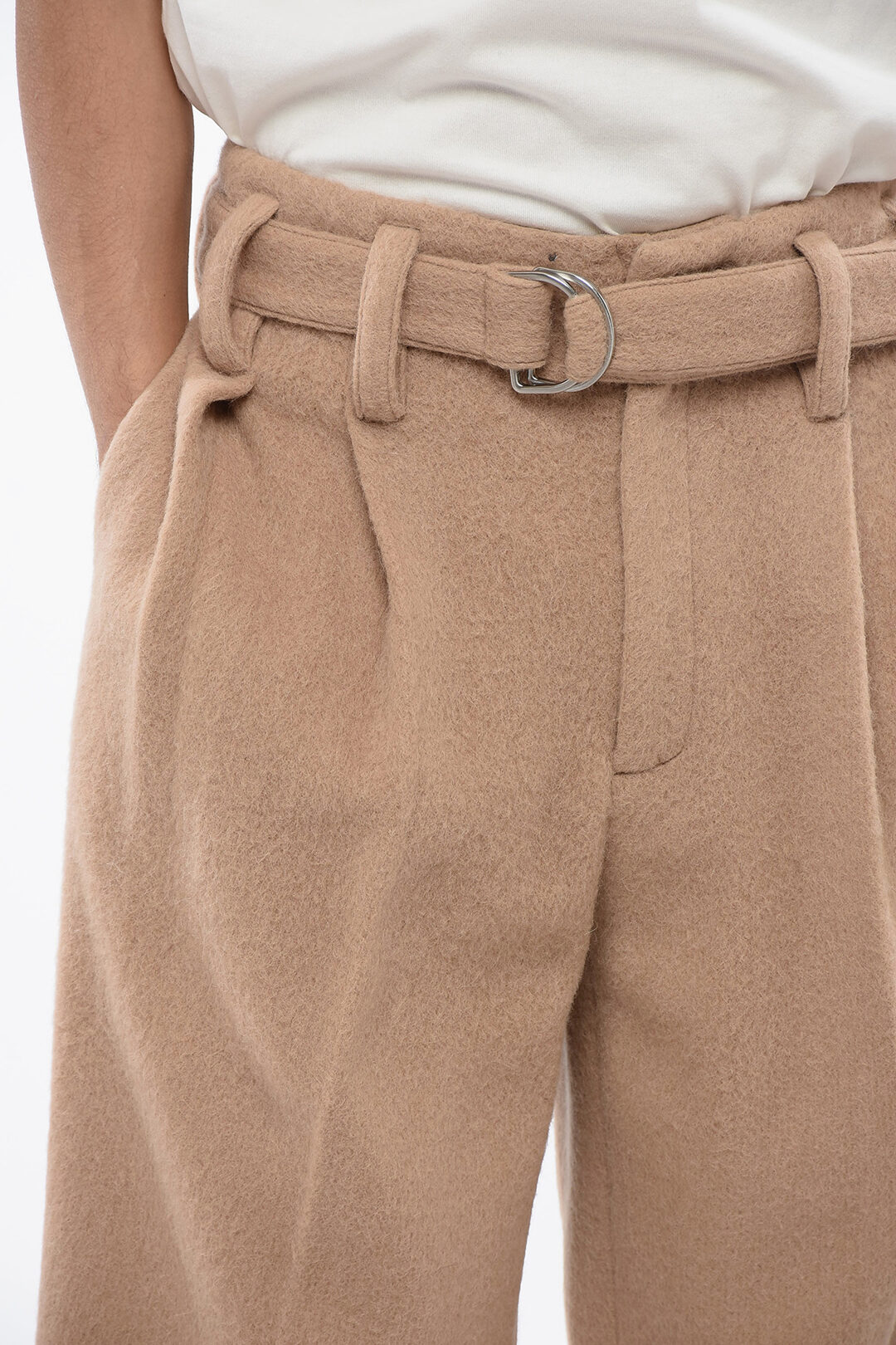 Jil Sander Wool Trousers with Belt and Pleats men - Glamood Outlet