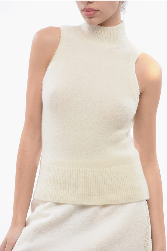 Shop Patou Wool Turtle Neck Sleeveless Sweater
