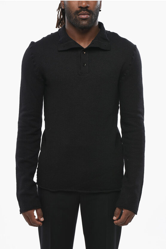 Bottega Veneta Wool Turtleneck Sweater With Buttons In Black