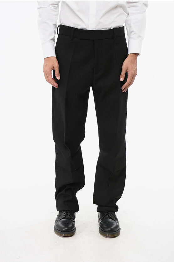 Jil Sander Wool Twill Straight Leg Serge Pants In Black