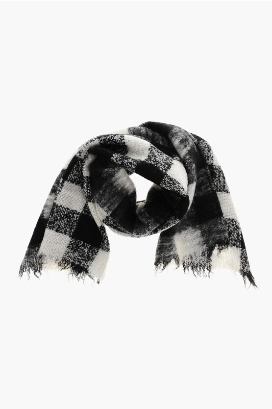 Massimo Piombo Wool Two-tone Scarf In Black