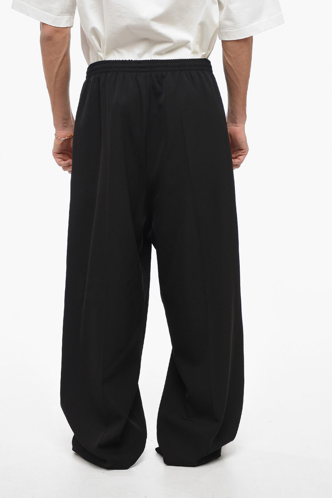 【関税&送料込】Balenciaga Large Elastic Pants Black Fluid Poplin Large Elastic Trousers by Balenciaga on Sale