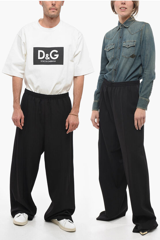 Shop Balenciaga Wool Unisex Pants With Elastic Waistband