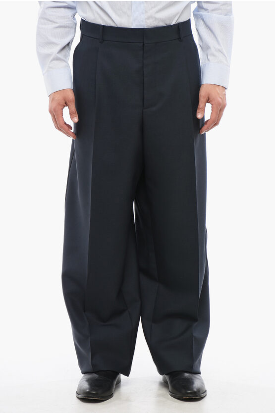 Dior Wool Wide-leg Pants With Front Pleats