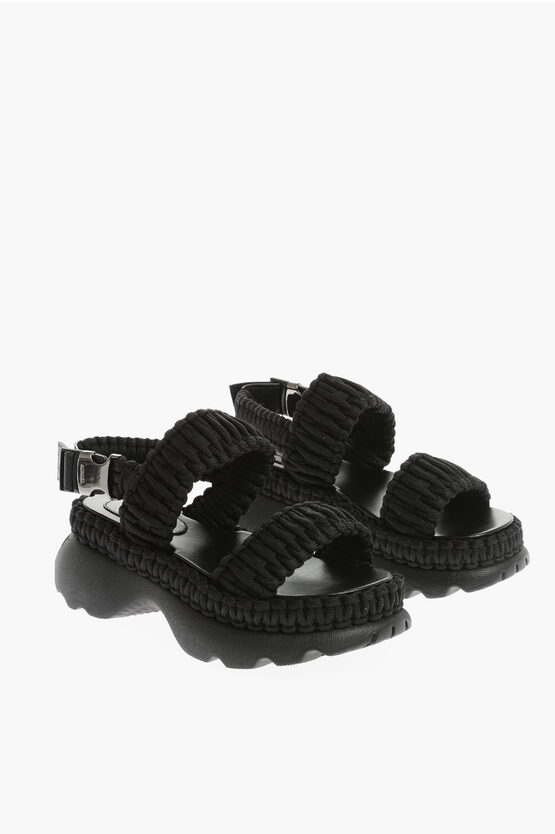Shop Moncler Woven Belay Sandals With Buckle