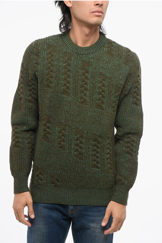 Altea Woven Crewneck Sweater In Green