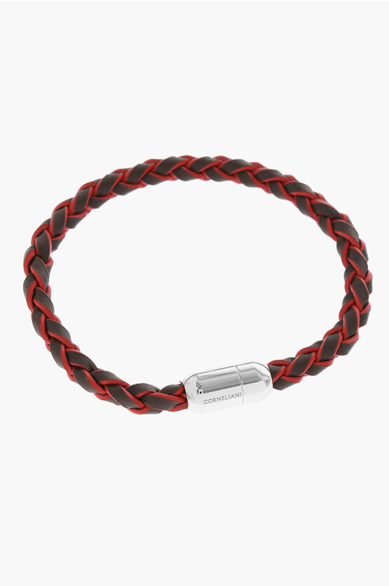 Corneliani Woven Leather Bracelet With Magnetic Closure