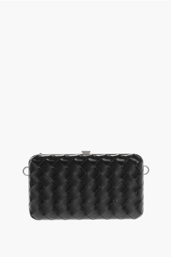 Shop Bottega Veneta Woven Leather Clucth With Shoulder Strap