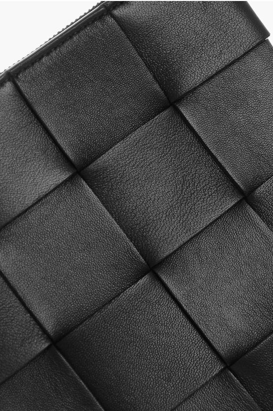Woven Leather Clutch with Zip