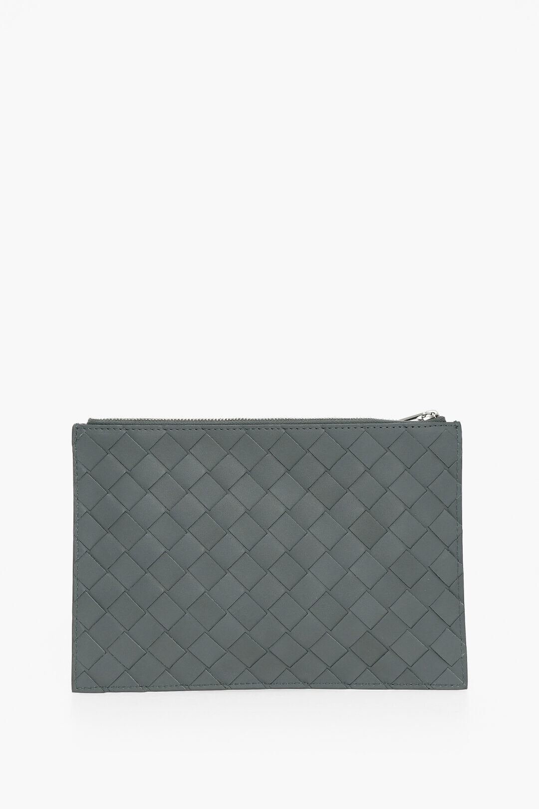Woven Leather Pochette with Zip Size unica