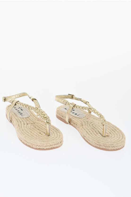 Manebi Woven Leather Sandal With Jute Sole
