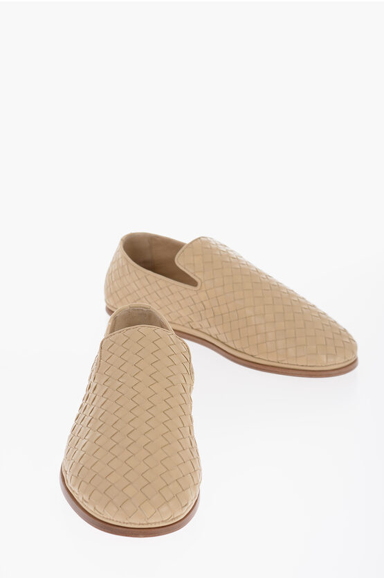 Shop Bottega Veneta Woven Leather Slipper Sunday Loafers