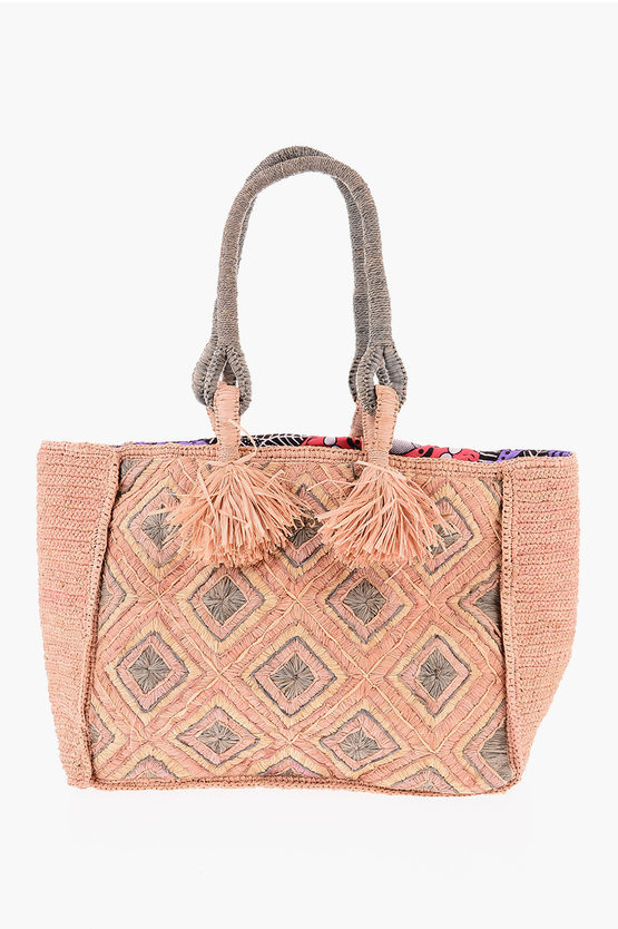 Made For A Woman Woven Raffia Holy Tote Bag In Pink