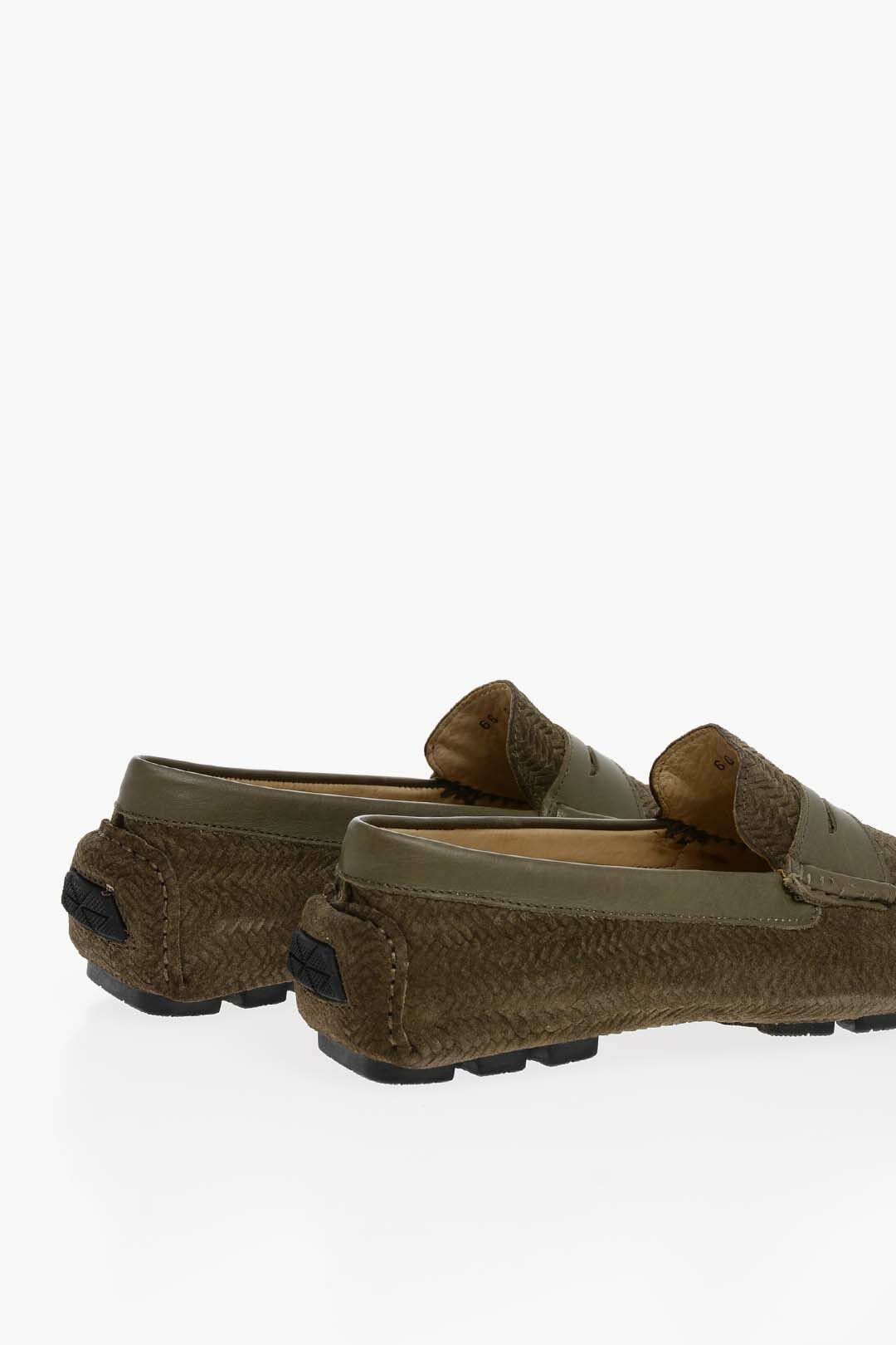 Corneliani Woven Suede Penny Loafers with Rubber Sole men - Glamood Outlet