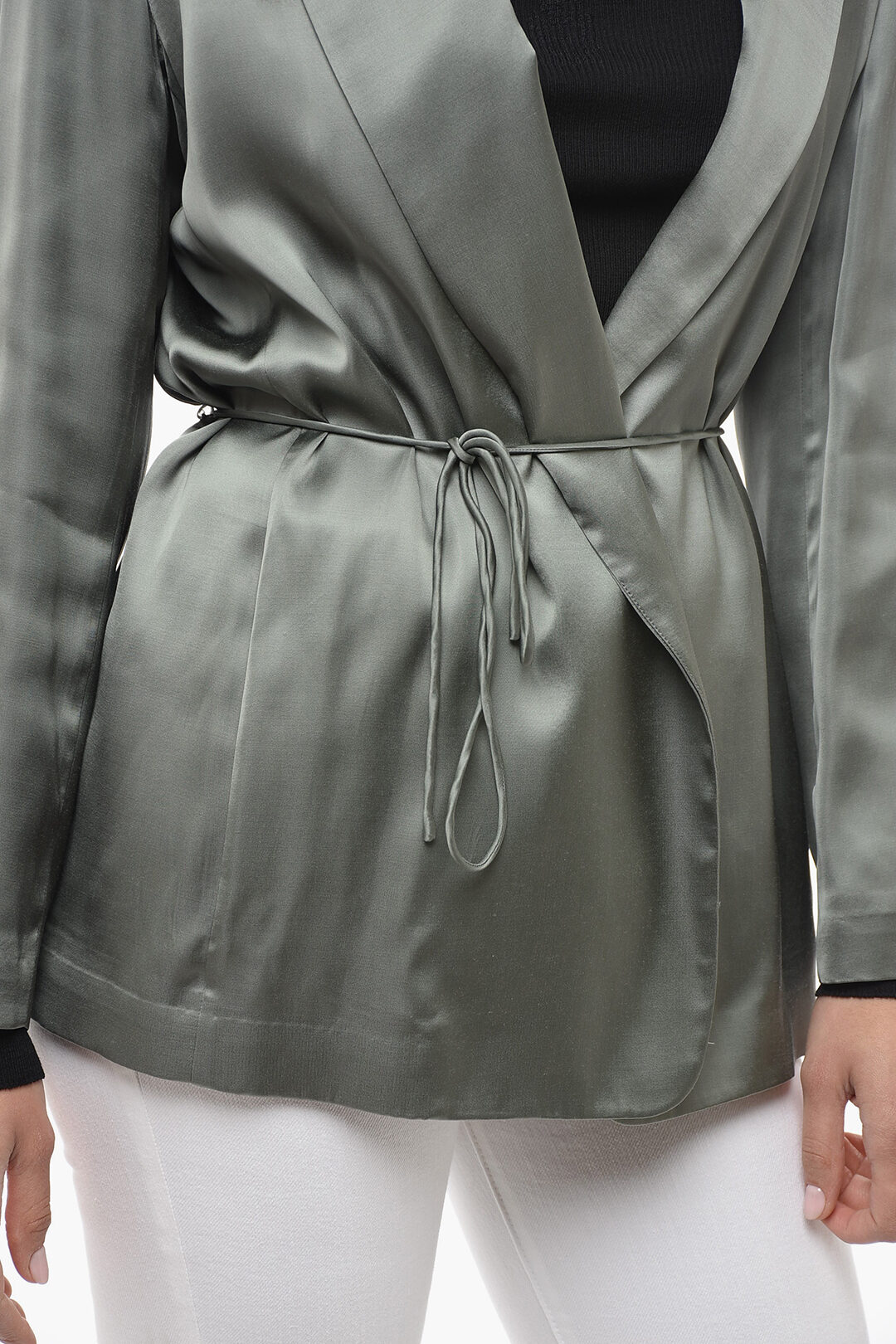 tied satin effect blazer