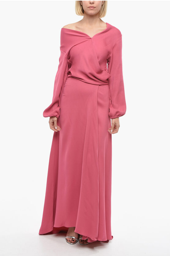 Super Blond Wrap Maxi Dress With Belt In Pink
