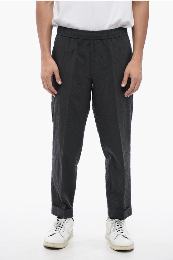 Shop Neil Barrett Wrinkled Cotton Rem Slim Fit Pants