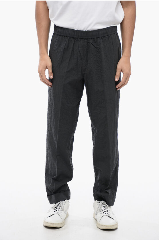 Shop Neil Barrett Wrinkled Cotton Rem Slim Fit Pants