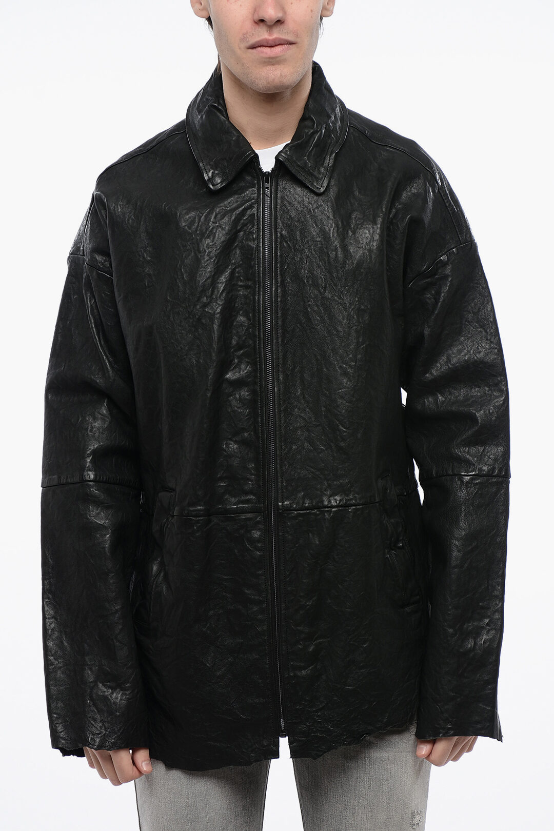 Diesel Wrinkled Effect Leather L-MART-A Jacket men - Glamood