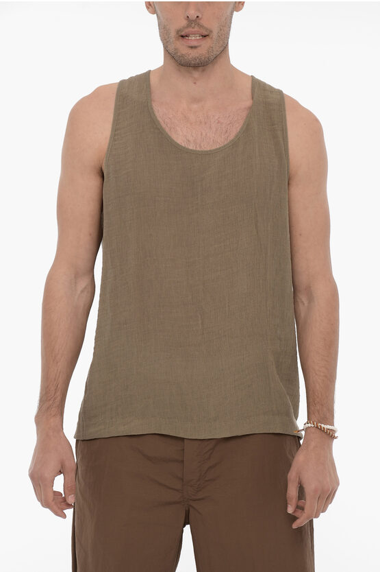 Our Legacy Wrinkled Effect Solid Color Singlet Tank Top In Green