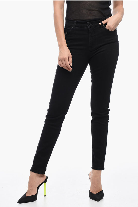 Woolrich Skinny Fit Denims With Logo Patch In Black