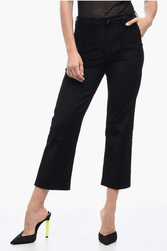 Woolrich Corduroy Cropped Pants In Black