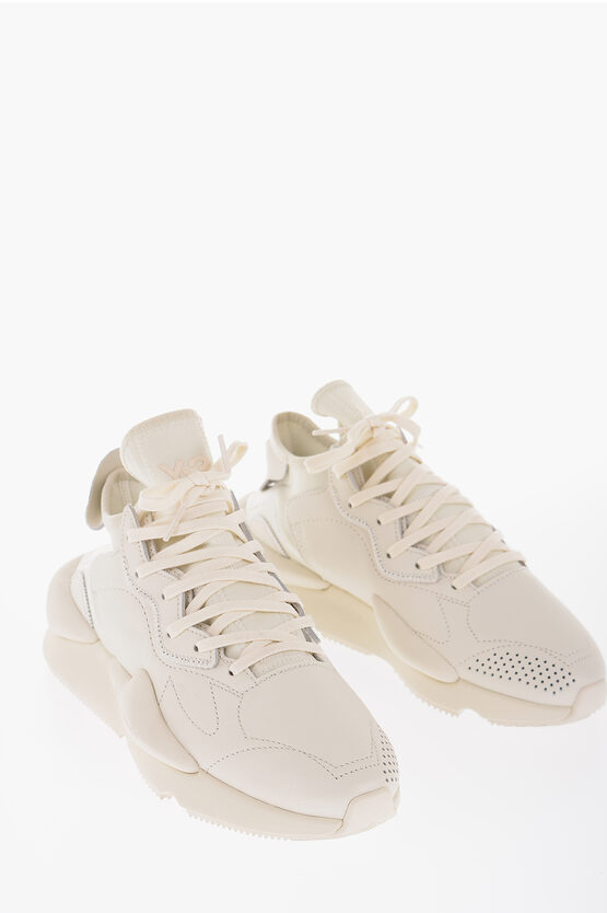 Adidas Originals Y-3 By Yohji Yamamoto Leather And Fabric Kaiwa Low Top Sneak In White