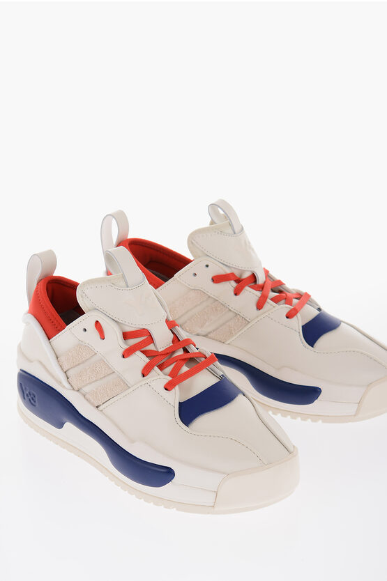 Adidas Originals Y-3 By Yohji Yamamoto Leather And Fabric Rivalry Low Top Sne In Neutral
