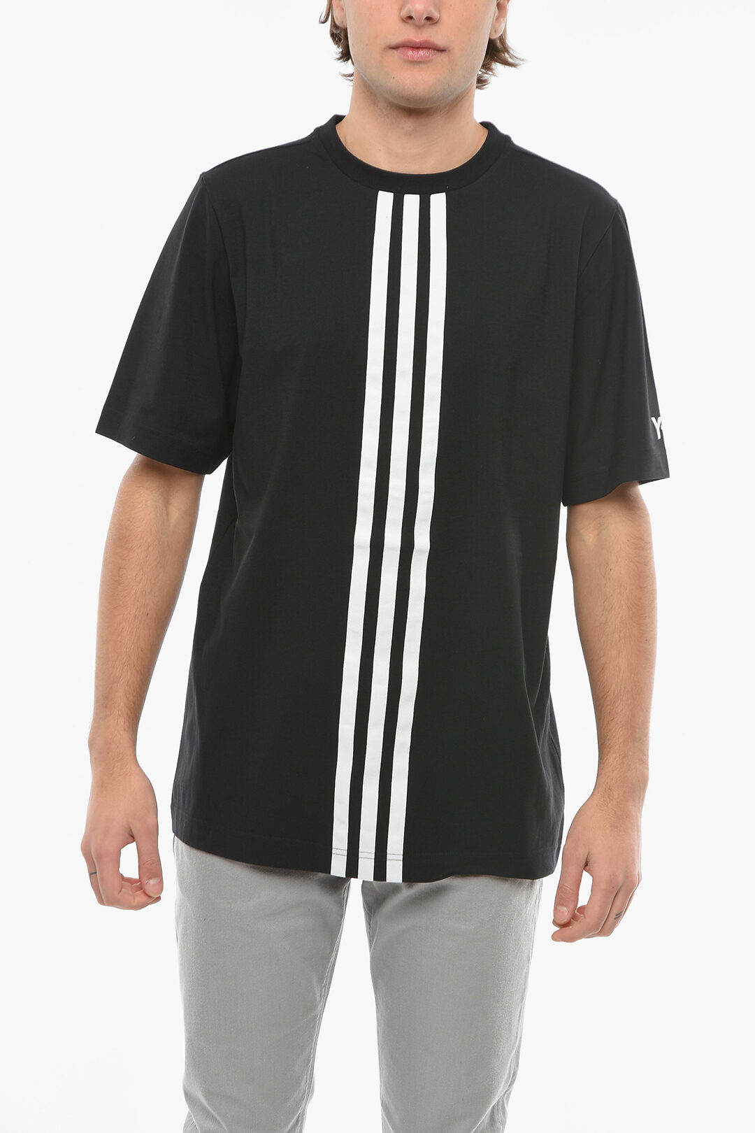 Adidas Y-3 YOHJI YAMAMOTO Contrasting Bands Crew-Neck T-shirt men