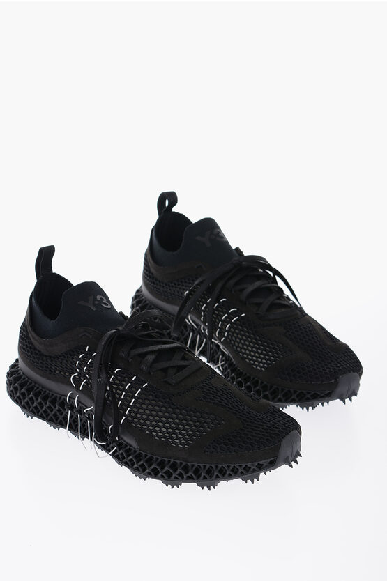 Adidas Originals Y-3 Yohji Yamamoto Perforated Runner 4d Halo Low Top Sneaker In Black