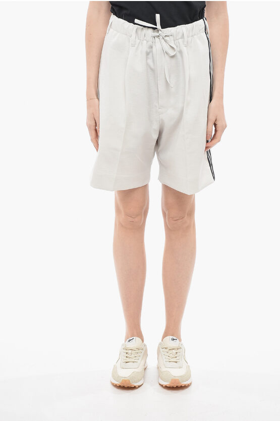 Shop Adidas Originals Y-3 Yohji Yamamoto Single-pleat Unisex Shorts With Contrasti