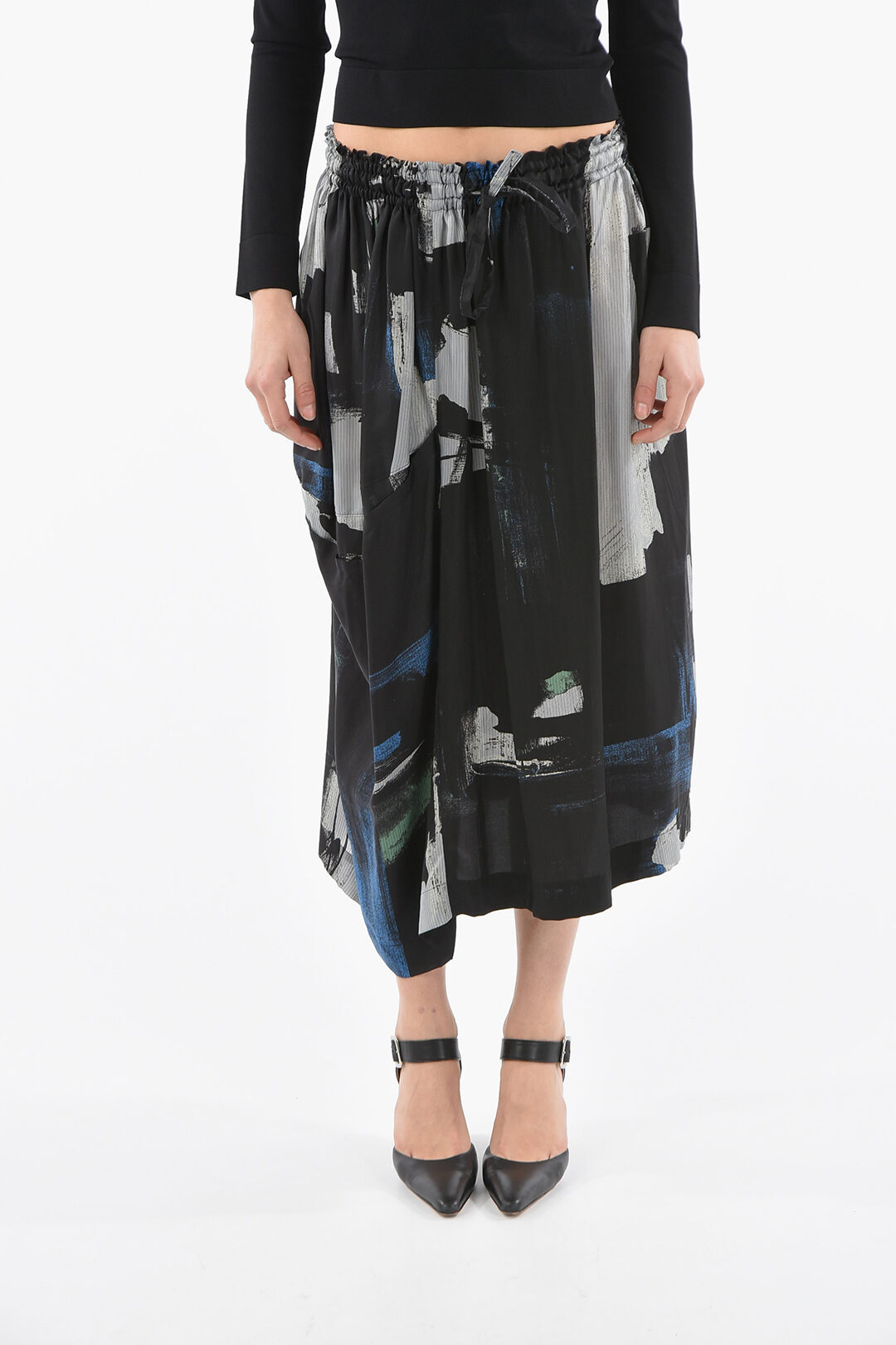 Yohji Yamamoto Y'S Abstract Pattern Midi Skirt women
