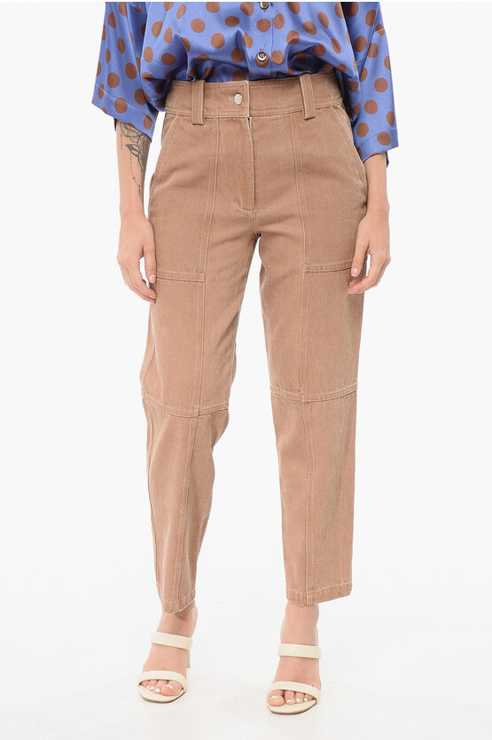 Yves Salomon Ys Army Denim Chinos Pants With Transversal Stitchings