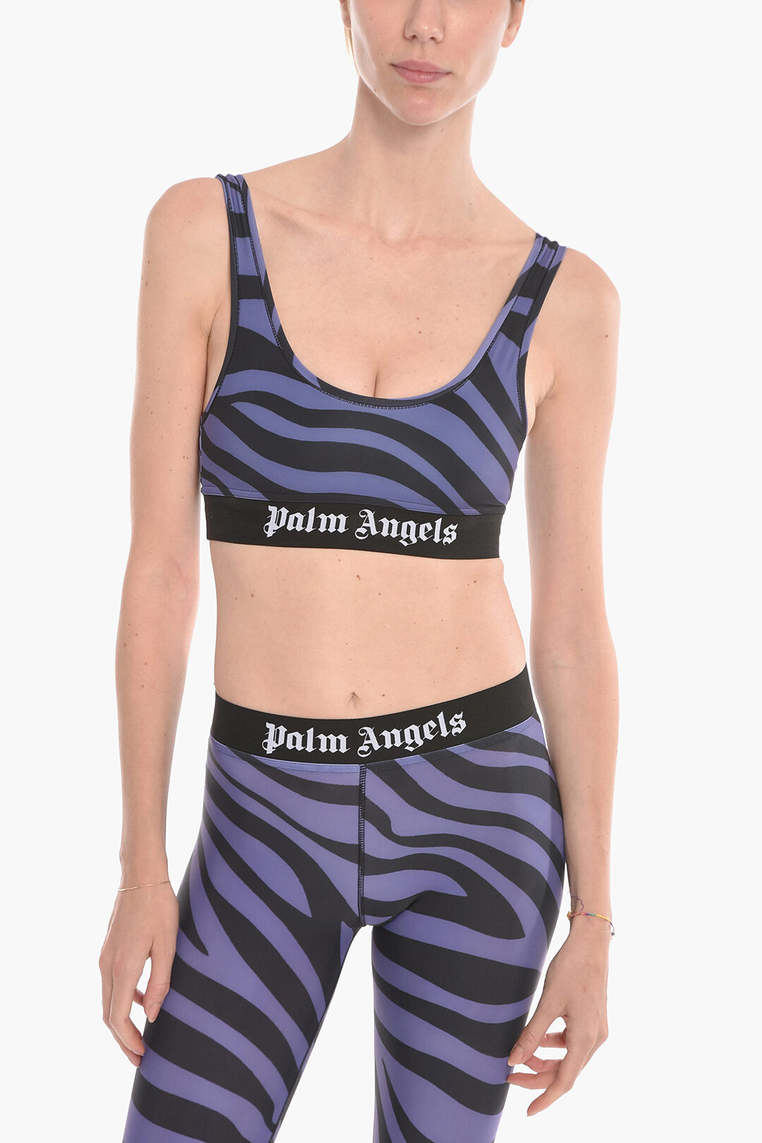 Palm Angels Zebra-printed Sport Bra with Logoed Band women