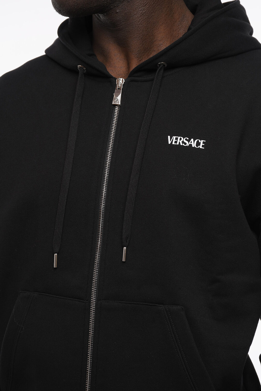 Men Hoodies Versace Zip Up Hoodie VERSACE JEANS COUTURE Logo Patch - Main Image