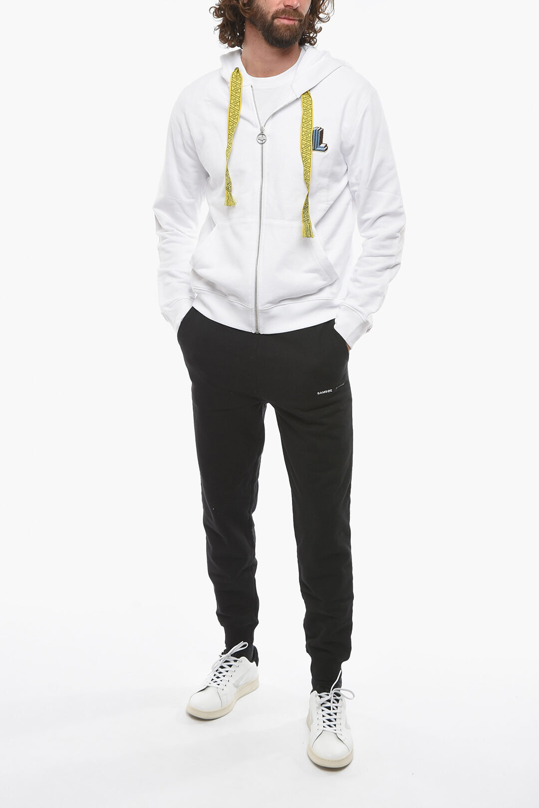 Lanvin Zip-up Hoodie Sweatshirt with Logo Patch men