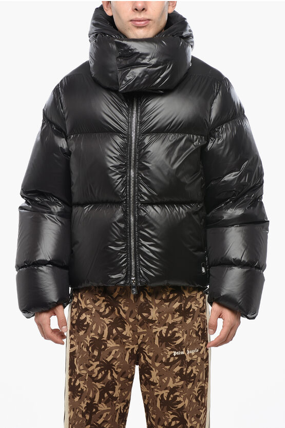 Bacon Zip-up Storm Down Jacket With Collar-shaped Hood