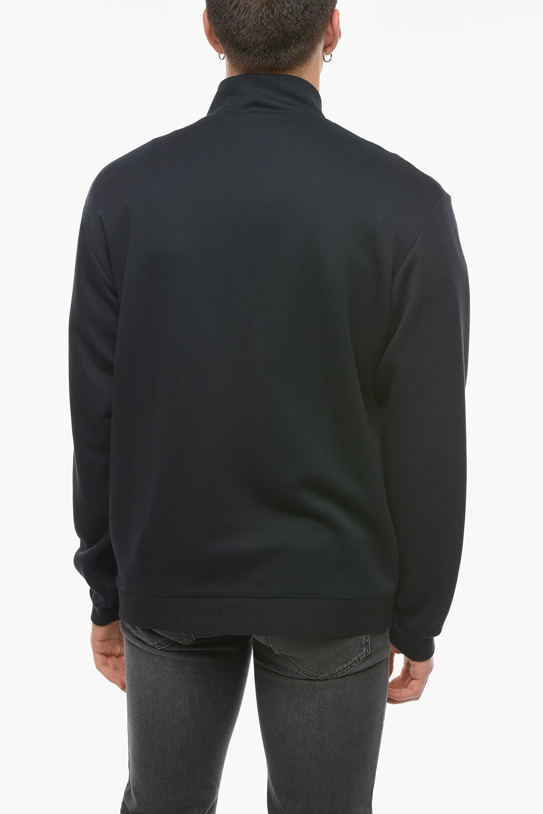 Armani Zip up Turtleneck Sweatshirt with Logo Patch herren Glamood Outlet