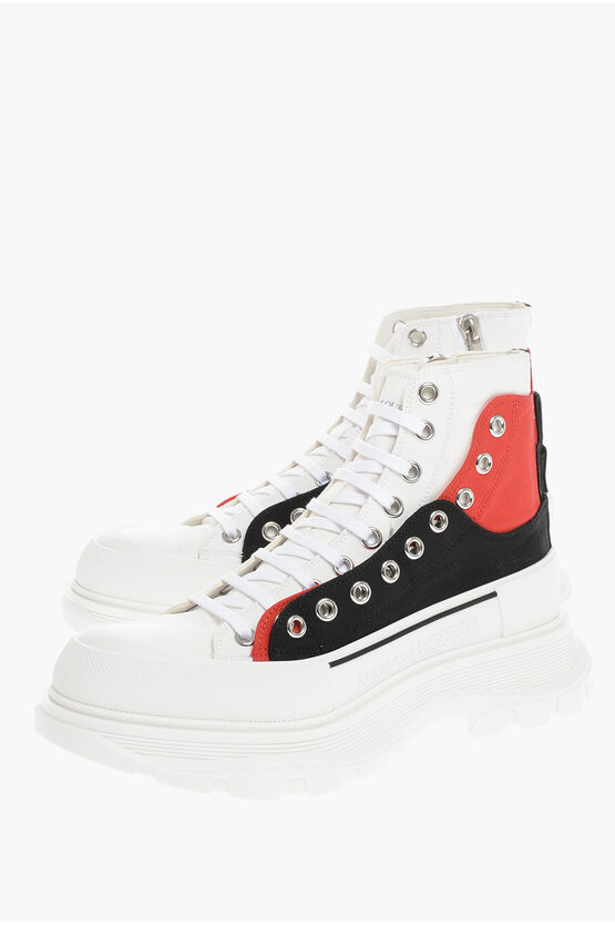 Alexander Mcqueen Zipped High-top Trainers With Platform Sole In White