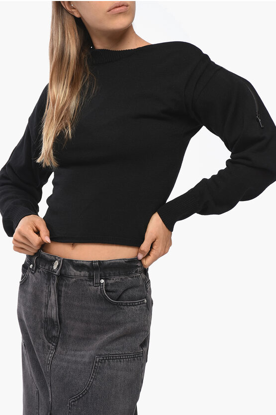 Yproject Zipper Insert Merinos Wool Sweater In Black