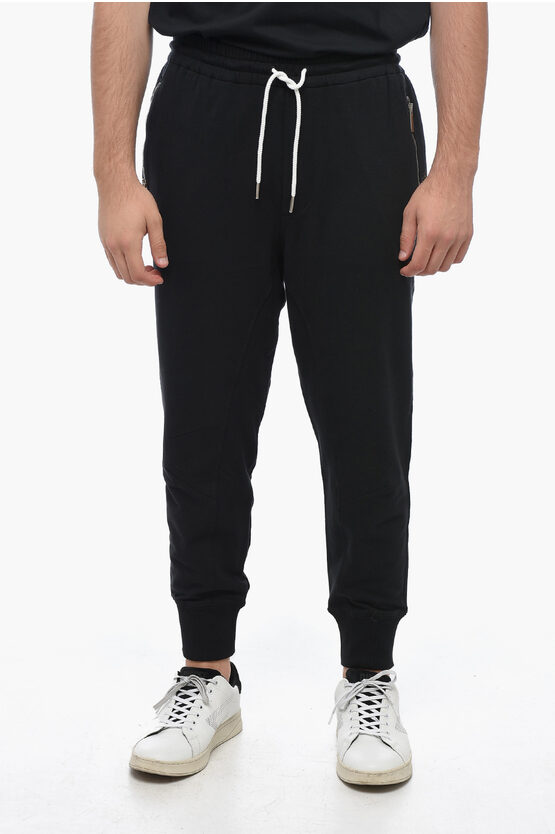 Shop Paolo Pecora Zippped Pockets Brushed Cotton Joggers