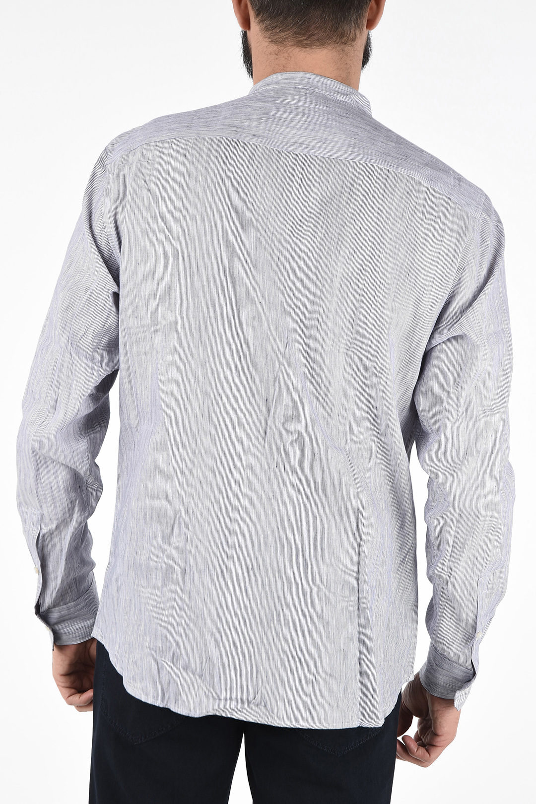 Ermenegildo Zegna ZZEGNA Cotton and Linen Slim Fit Collarless Shirt men -  Glamood Outlet