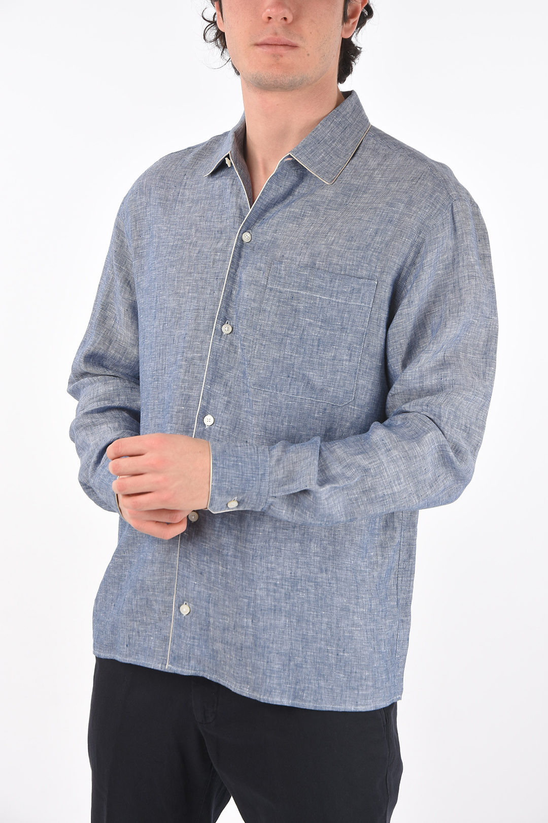 Ermenegildo Zegna ZZEGNA linen shirt with breast pocket men - Glamood Outlet