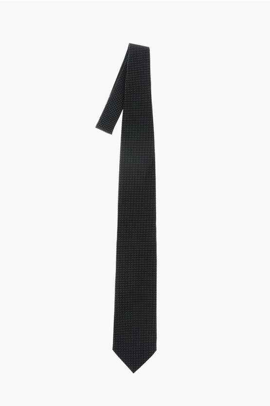 Ermenegildo Zegna Zzegna Luxury Polka Dots Silk Tie In Black