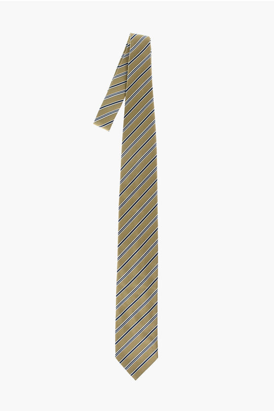 Ermenegildo Zegna Zzegna Luxury Striped Silk Tie In Brown
