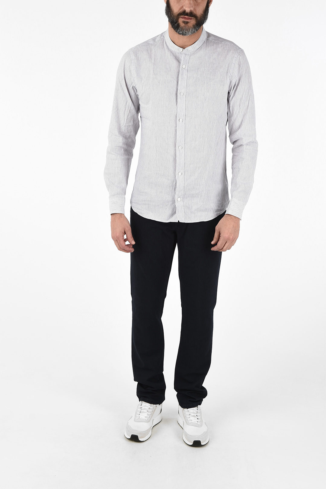 Ermenegildo Zegna ZZEGNA Striped Collarless Shirt men
