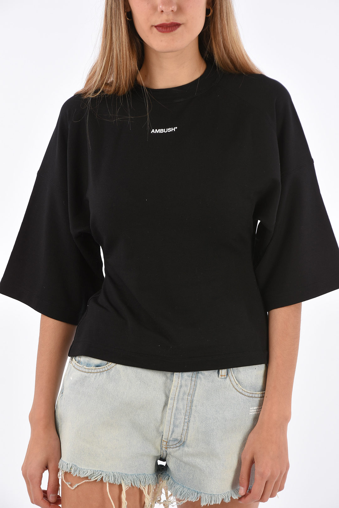 【セール】 Ambush Outlet Glamood - women T-Shirt Crop Box Sleeve ¾ トップス